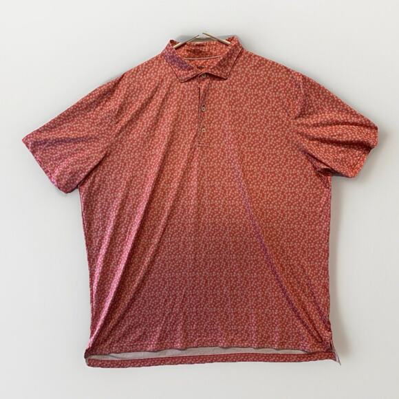Johnnie-O 2XL Performance Stretch Golf Polo All Over Geometric Floral Print Pink - Picture 1 of 8